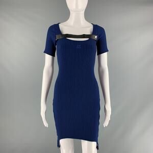 COURREGES Size S Blue Viscose Polyester Ribbed Fitted Dress